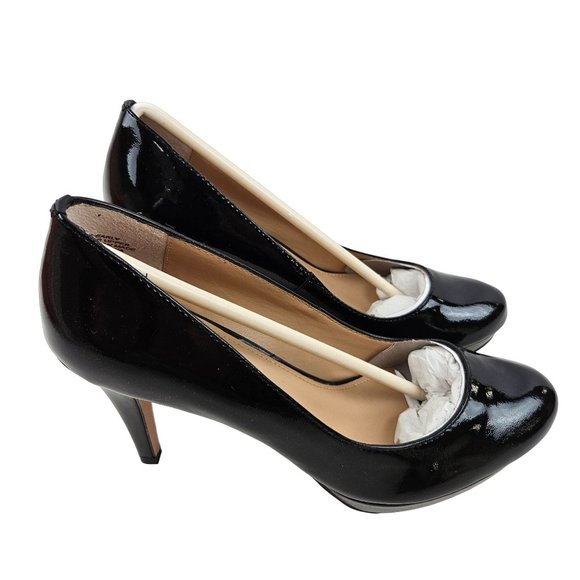 Circa Joan & David Luxe Shoes Womens 7.5 M Black Shiny Platform Stiletto Heels - Picture 5 of 8